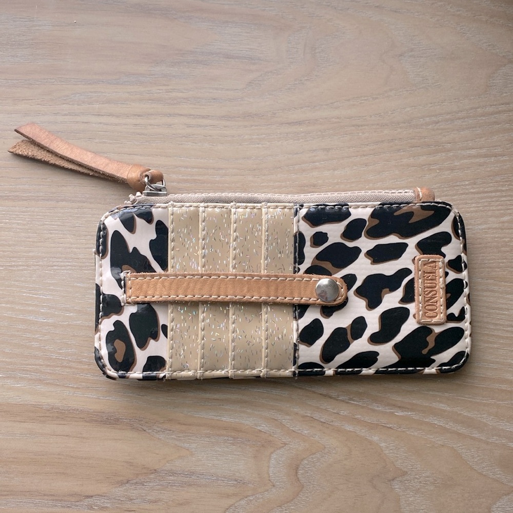 Consuela leopard print card organizer